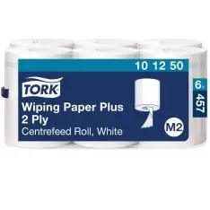 Tork Aftørringspapir Plus Hvid M2 101250, Absorberende, Centerfeed, 6 x 457 Ark -