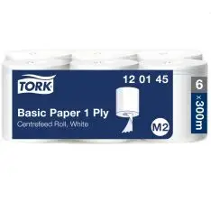 Tork Basic Håndklæderulle M2 120145, Centerfeed, uden Hylse, 1-lag 6 x 300 m. - Papir