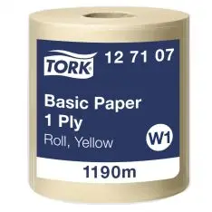 Tork værkstedsrulle W1 127107, Aftørringspapir 1-lags, 1190m. x 33cm. -