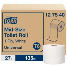 Tork Toiletpapir, T6 Premium 127540, Soft, 1-Lags, 135 mtr. 27 rl. - Toiletpapir