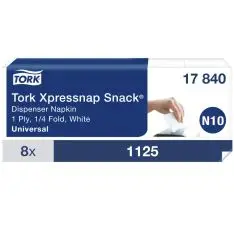 Tork Xpressnap Snack® Hvid Dispenserserviet N10 17840, Universal, 1-lags, 8 x 1125 stk. -