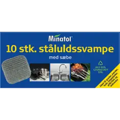 Ståluldssvamp m/ sæbe, 10 stk. - 