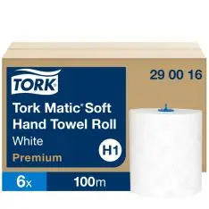 Tork Matic® Soft Håndklædeark på rulle H1 290016, Premium, 6 ruller x 150 m. - Papir