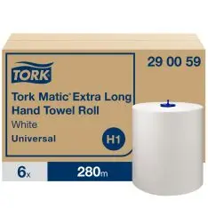 Tork Matic® Universal Extra Long Håndklædeark H1 290059, refill på rulle, hvid, 6 rl. - 
