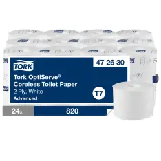 Tork OptiServe® Dispenser Toiletpapir T7 472630, uden hylse, hvid 2-lags, 24 rl. - Jumbo toiletpapir