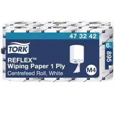 Tork Reflex™ Aftørringspapir M4 473242, Centerfeed, 1-lags, Hvid - Papir