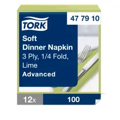 Tork Soft Middagsserviet 477910, 3-lags, Lime, 12x100 stk. - Papir