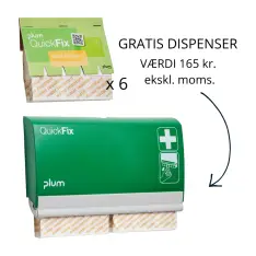Plum QuickFix Plaster kampagne, 6 pakker plastre inkl. GRATIS DISPENSER! -